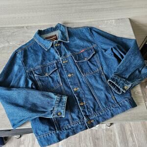 Rustler Mens Authentic Denim Jean Trucker Jacket Size M 100% Cotton Button Vtg